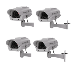 Masione® 4 Pack Outdoor - Indoor Solar Powered CCTV Dummy Security Camera Fake Cam with Flash LED